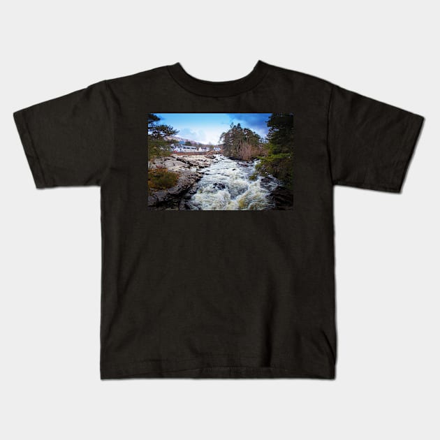 The Village of Killin and the Falls of Dochart Kids T-Shirt by Jane Braat